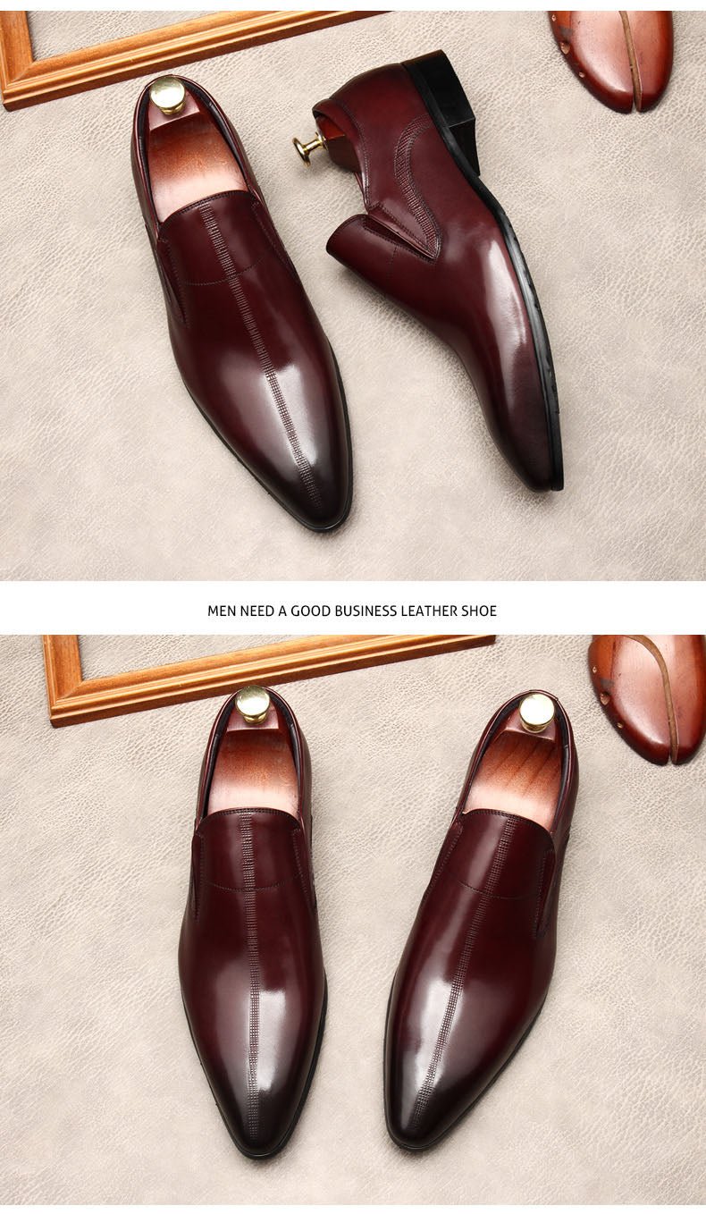 Men's loafers Leather shoes - 3256804602823430-Wine Red-6-Alpha Male GEAR'S