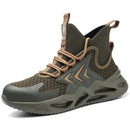 Men’s Safety Boots in green with rugged sole, mesh upper, and secure lacing for foot protection and comfort